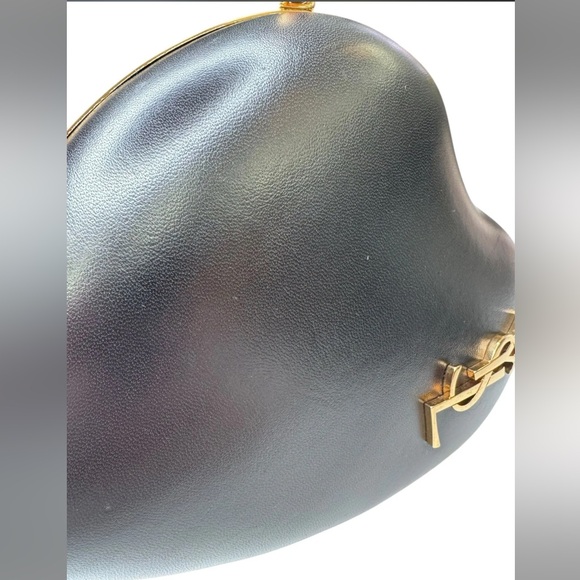 AUTHENTIC YSL Saint Laurent Leather Heart Clutch, Monogram Love Chain Box Bag - Picture 7 of 17